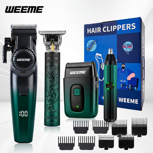 4-in-1 Hair Clipper Kit for Men – WEEME Cordless Trimmer & Electric Shaver Set, Nose Body Bald Head Grooming, LED Display, Precision Cutting, USB Rechargeable, Home & Barber Use | Canada