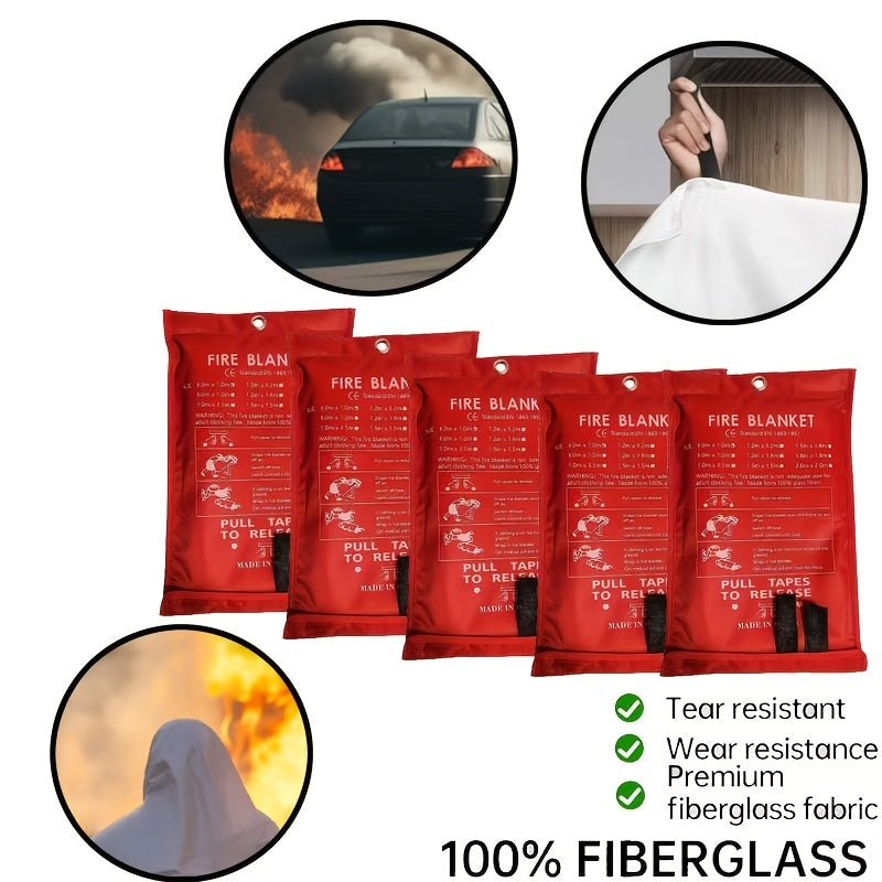 3/5 Packs Fire Blankets 39.37''x39.37'' Fiberglass Emergency Fire Blankets Fireproof Emergency Fire Blanket, Fire Protection Flame Retardant-Christmas Gift for Home, Kitchen, Camping, Hiking