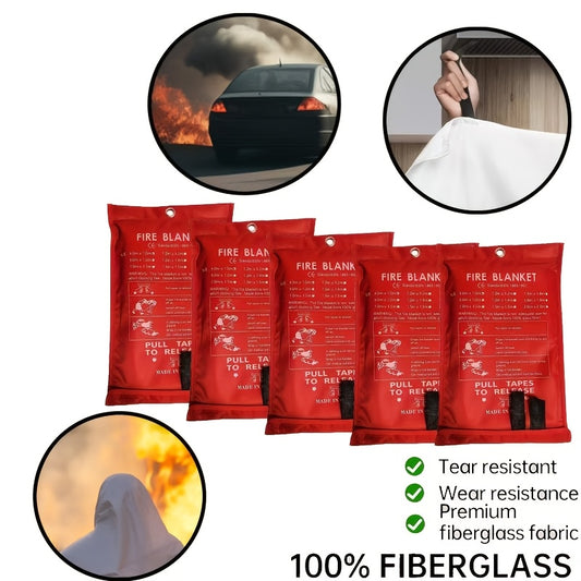 3/5 Packs Fire Blankets 39.37''x39.37'' Fiberglass Emergency Fire Blankets Fireproof Emergency Fire Blanket, Fire Protection Flame Retardant-Christmas Gift for Home, Kitchen, Camping, Hiking