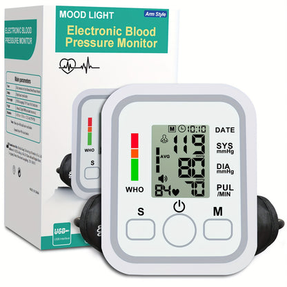 Blood Pressure Monitor Upper Arm, 60-Second Fast Reading, Voice Broadcast, Hypertension Alert, Adjustable Cuff, 2×99 Memory Sets, Home and Travel Adult Health Monitor (Battery Not Included)