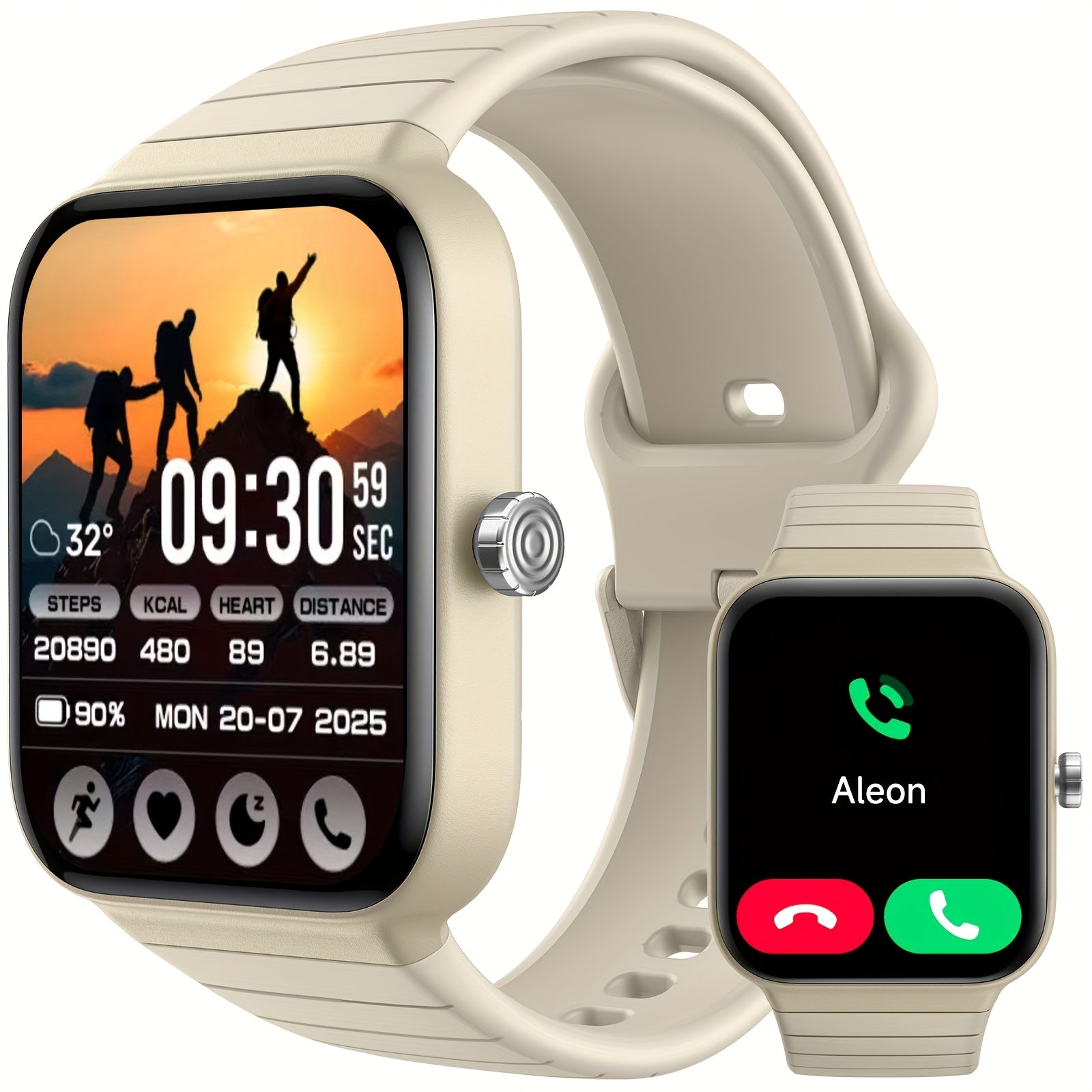 Smartwatch with Built-in Alexa, 1.8" HD Touch Screen, Answer & Make Calls, 100+ Sports Modes, Waterproof Fitness Tracker with Pedometer for iPhone & Android – Smart Watch for Women & Men