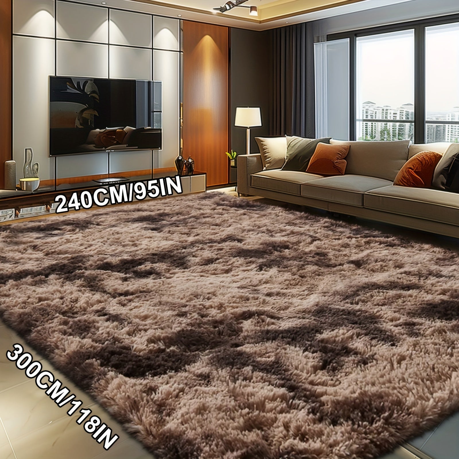 Fluffy Soft Area Rug – Luxury Non-Slip Indoor Carpet for Living Room, Bedroom & Home Decoration, Ultra-Plush Floor Rug, 7 Colours & 5 Sizes, Tie-Dye Black White Navy Blue Grey