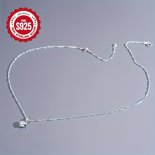 1pc S925 Sterling Silver Necklace Featuring a Heart-Shaped Pendant - Long-Lasting, Safe for Sensitive Skin, And Free of Nickel, Perfect for Everyday Use And a Great Present for Dear Ones