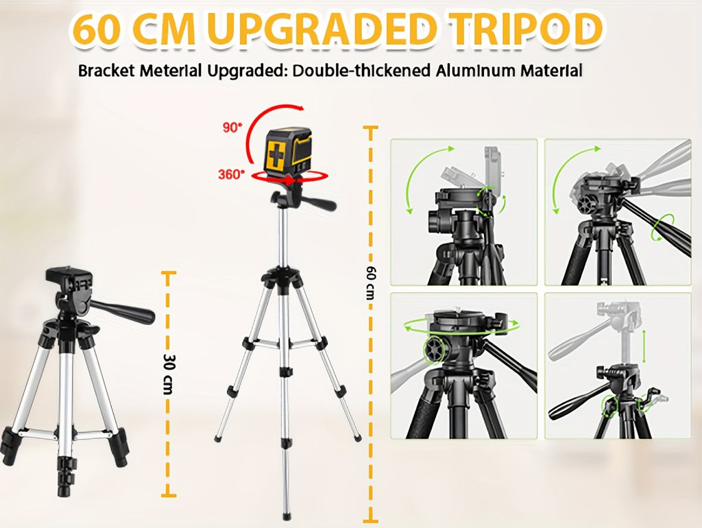 Green Laser Level Self Leveling with Tripod, Cross Line Niveau Laser Lever Measuring Tool for Picture Hanging, Lazer Leveler Tool for Home Decoration DIY. Battery&Tripod Included
