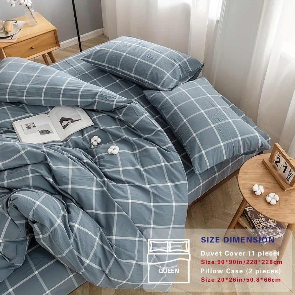 100% Washed Cotton Duvet Cover Set – Breathable, Durable & Ultra-Soft Comfy Bedding Set for All Seasons, Multiple Sizes & Colours