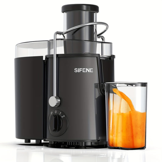 SiFENE Small Stainless Steel Centrifugal Juicer Machine for Fresh Fruit & Vegetable Juices - Easy-Clean, Home Kitchen Essential for Healthy Diets & Fitness Lifestyles, - Perfect for Juices, Sorbet, Milk Shakes, Ice Slushies, and Smoothies, Gray.