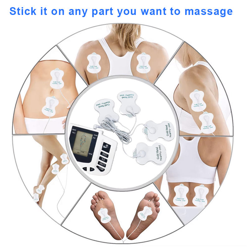 TENS EMS Dual Channel Muscle Stimulator | (4 Electrodes) for Relieving Back, Shoulder, And Knee Joints | Muscle Relaxation And Exercise Recovery, with 10 Modes And 8 Intensity Levels, The Best Gift for Family And Friends.