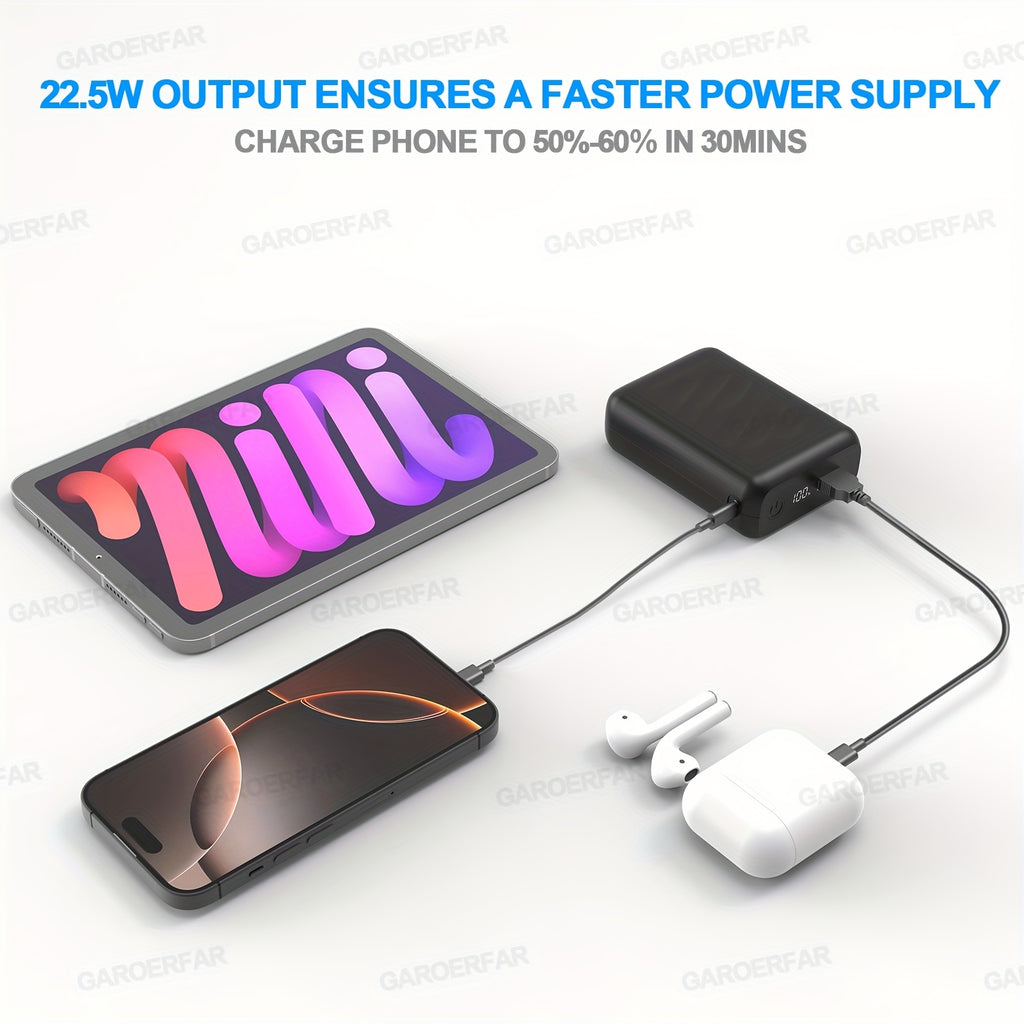 20000mAh Battery Pack for Heated Vest 5V 7.4V DC USB Type-C LED Display 22.5W Fast Charging Power Bank for Heated Jacket Pants Smartphones Tablets - Canada