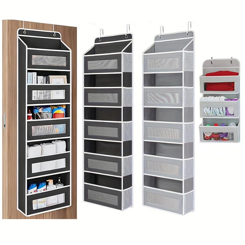 Over-The-Door Hanging Organizer 3 or 5-Tier Fabric Storage Rack with Large Pockets - Waterproof Multipurpose Door Organizer for Bedroom, Bathroom & Pantry, Great Christmas & Halloween Gift