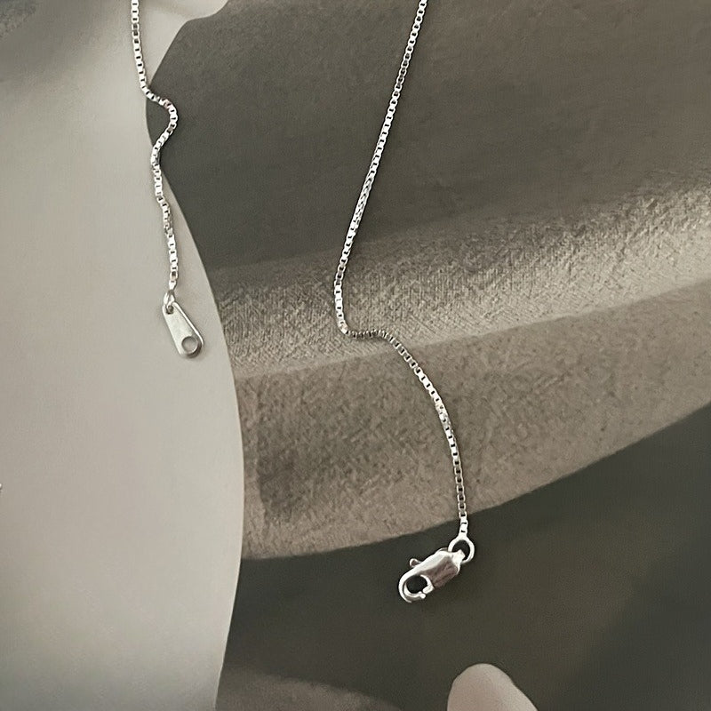 925 Sterling Silver Women'S Box Chain Necklace, Hypoallergenic Layered Jewelry, 16-24 Inch Adjustable Minimalist Design, Eternal Gift for Mother/Wife/Girlfriend