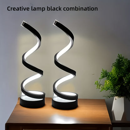 Spiral LED Table Lamp Dimmable – Push Button Desk Light with Metal Base for Bedroom, Living Room, Office & Coffee Shop Décor – Unique Birthday, Christmas & Valentine’s Gift (1pc or 2pcs)
