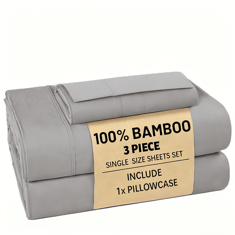 Bamboo Bed Sheet Set 3/4pcs – Soft Breathable Deep Pocket Sheets for Hot Sleepers, Durable Stitching, Twin Full Queen King, 11 Colours Including Assorted