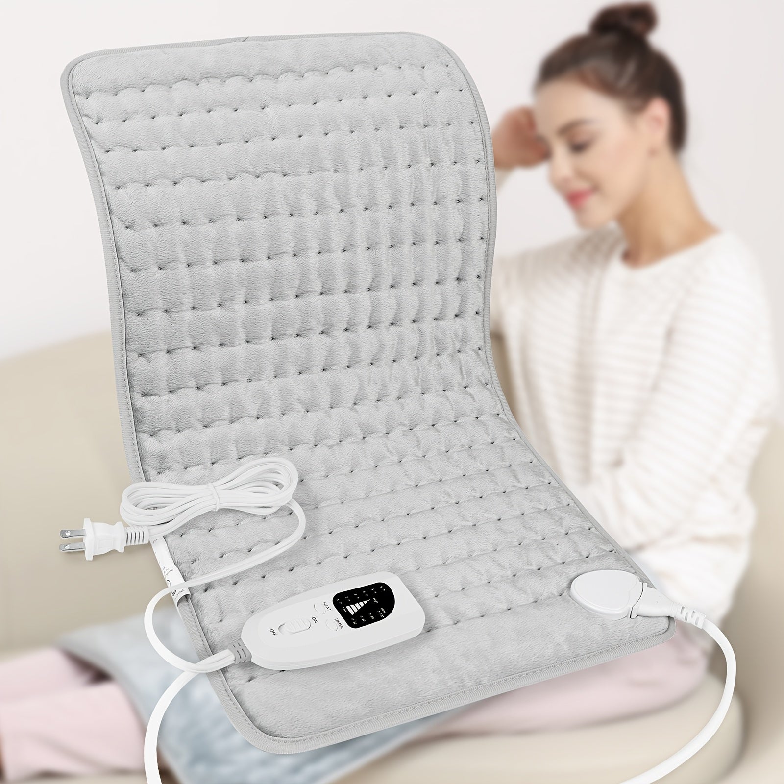 XL Electric Heating Pad 24x12in – 6 Heat Levels up to 140°F, 4 Timer Settings, Machine Washable, Plush Velvet for Back Neck Shoulder Leg Knee, Gift for Parents Canada