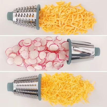4-Piece Hand-Crank Drum Vegetable Cutter & Slicer – Manual Multi-Functional Kitchen Vegetable Chopper with Interchangeable Drums for Shredding, Slicing & Grating