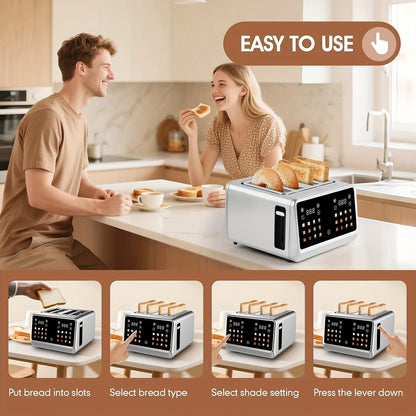 Toaster Oven 24-Slice Touch Screen with LCD Display – 6 Bread Types, 6 Browning Settings, Bagel Defrost Cancel, Stainless Steel Extra-Wide Countertop Toaster Oven for Canadian Kitchens