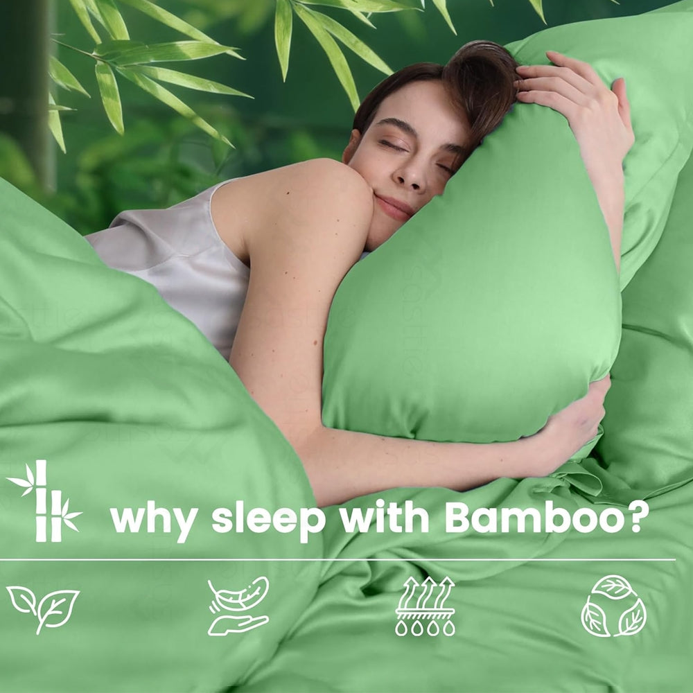 Bamboo Bed Sheet Set 3/4pcs – Soft Breathable Deep Pocket Sheets for Hot Sleepers, Durable Stitching, Twin Full Queen King, 11 Colours Including Assorted