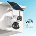 XIAOVV [10 Zoom] 4K Solar Outdoor Wireless Surveillance Camera, 2.4G WiFi Security with Solar Panel, Dual Lens PTZ Surveillance System, PIR Motion Detection, Color Night Vision, Two-Way Audio, App Control for Home Security, Farm, Remote