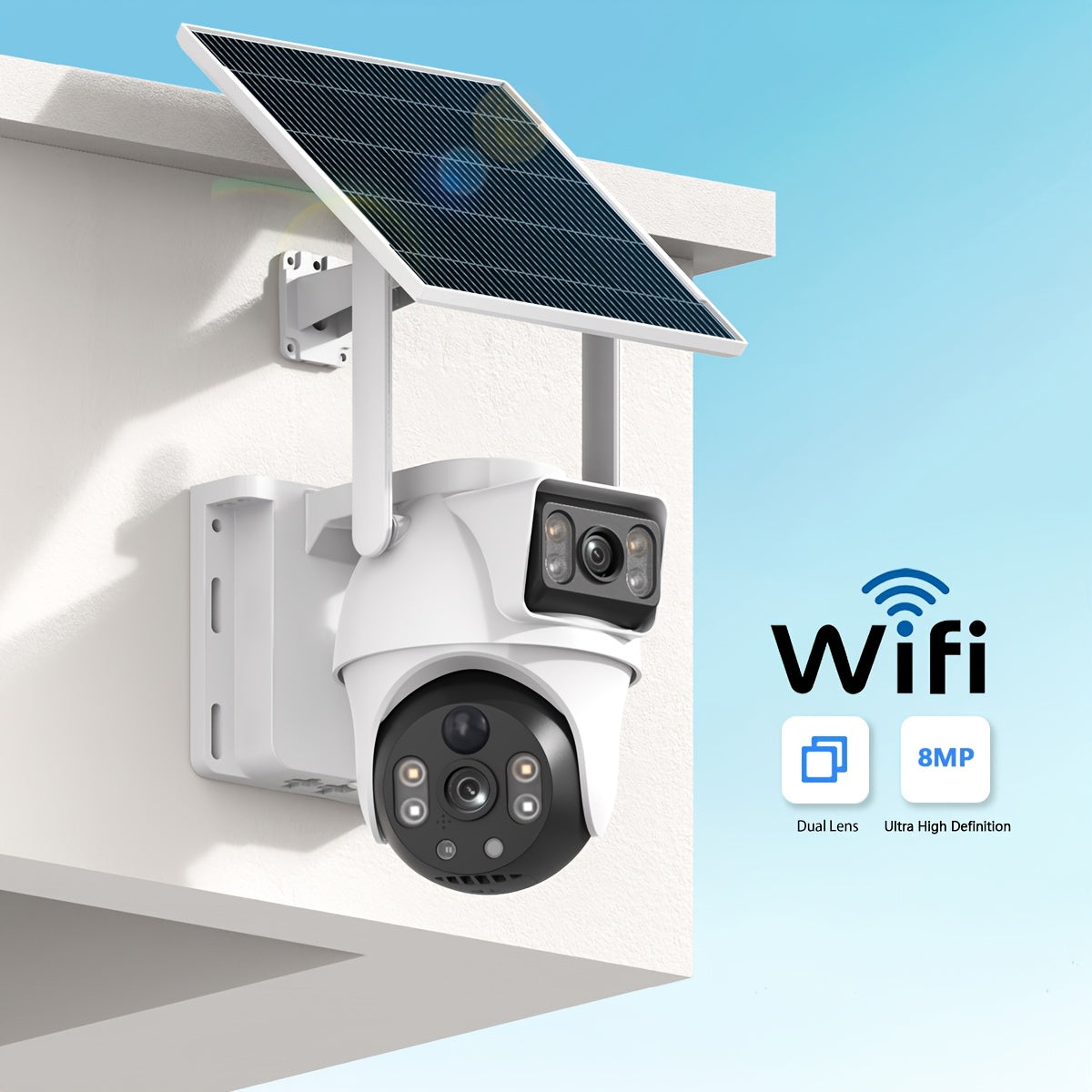 XIAOVV [10 Zoom] 4K Solar Outdoor Wireless Surveillance Camera, 2.4G WiFi Security with Solar Panel, Dual Lens PTZ Surveillance System, PIR Motion Detection, Color Night Vision, Two-Way Audio, App Control for Home Security, Farm, Remote