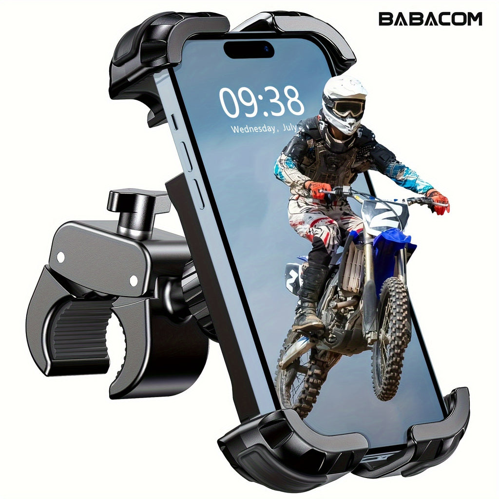 BABACOM Bicycle Phone Holder, Enhanced [1S Lock][Safe Guard] Motorcycle Phone Holder, [360° Rotatable] Phone Mount for Bicycle Handlebars Compatible with 4.7-6.8" Mobile Phones