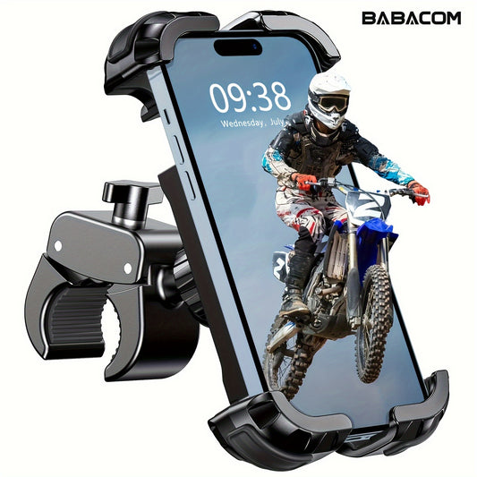 BABACOM Bicycle Phone Holder, Enhanced [1S Lock][Safe Guard] Motorcycle Phone Holder, [360° Rotatable] Phone Mount for Bicycle Handlebars Compatible with 4.7-6.8" Mobile Phones