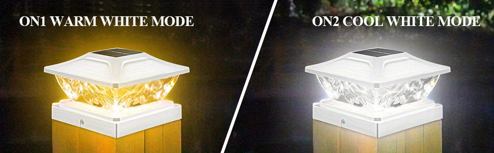Solar Post Cap Lights for Wood Fence Deck 8/12 Pack – 2 Colour Modes LED Column Cover Light for 3.5x3.5 4x4 5x5 Posts, Garden Porch Patio Stair Outdoor Decor