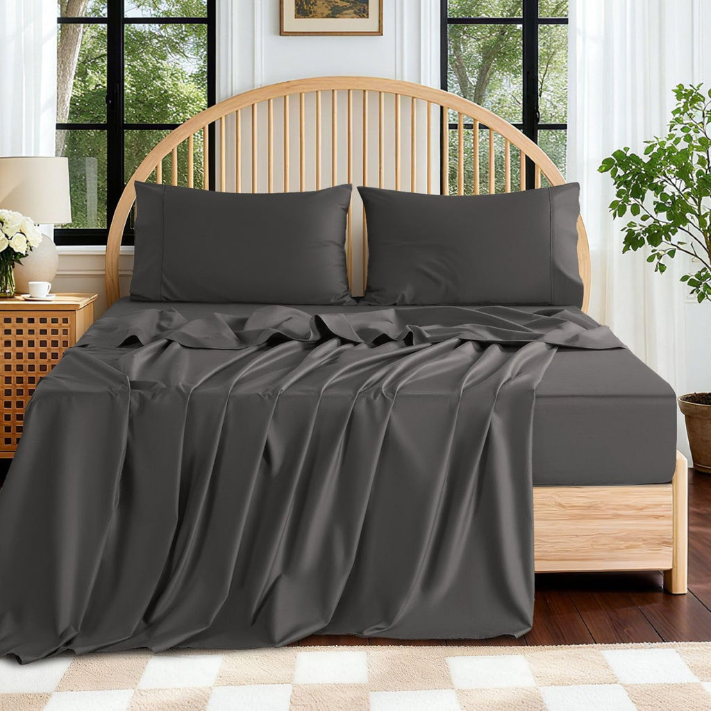 Classic 100% Bamboo-Derived Rayon Sheets - 3/4pcs Queen Sheet Set 16'' Extra Deep Pockets-Soft, Cooling, Bamboo Sheet Sets|Bedding Sheets Queen Size|Bedding Sheets & Pillowcases Twin Ful Queen King Cooling Bed Sheets for Hot Sleepers&Night Sweats