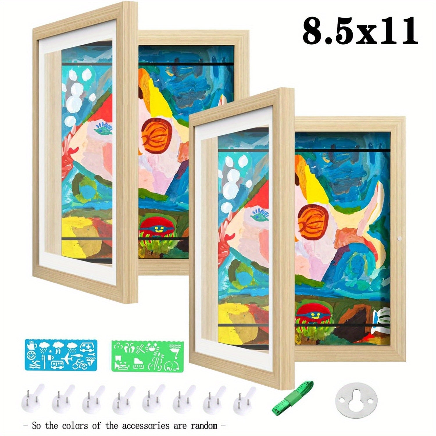 Kids Art Frames Front Opening Changeable – Children Artwork Storage Display Frame Holds 50 Pieces for Wall, Set of 2 or 4 (Drawings, Crafts & Art Projects)