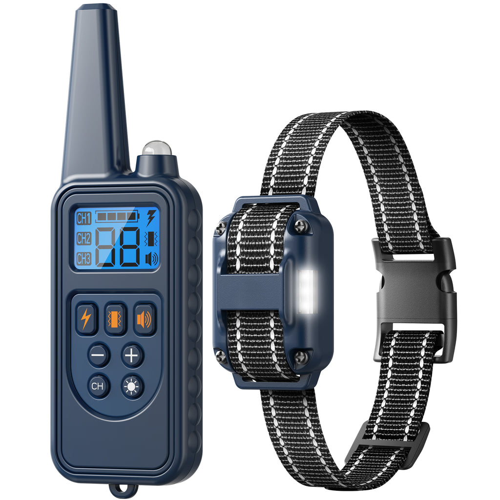 Remote-Controlled Dog Training Collar with a Range of 2600 Feet, Featuring Four Training Modes: Beep, Vibration, Safe Shock, And LED Light, Along with Three Receivers