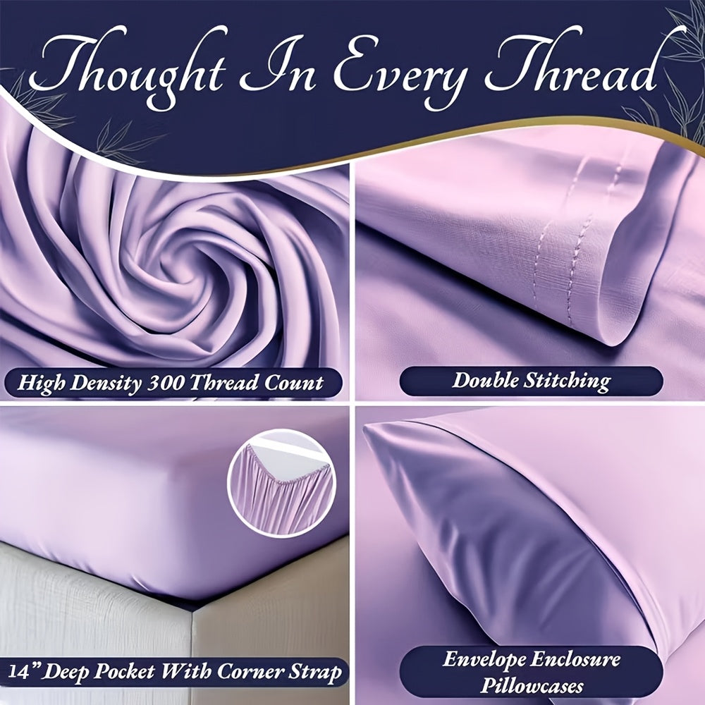Bamboo Cooling Bedding - Extra Deep Pocket Breathable And Cooling - Suitable for Hot Sleepers And Sweats, Pillowcases, Flat Sheet And Fitted Sheet - A Perfect Gift for Family, Twin, Full, Queen And King Sizes, Next Day Delivery