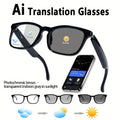 AI Smart Translation Glasses – Real-Time 140+ Languages, No Subscription, Photochromic Auto-Darkening Lenses, Light-Up Color-Changing Frame, for Office Travel Daily Wear (Stylish Business Sports Model)