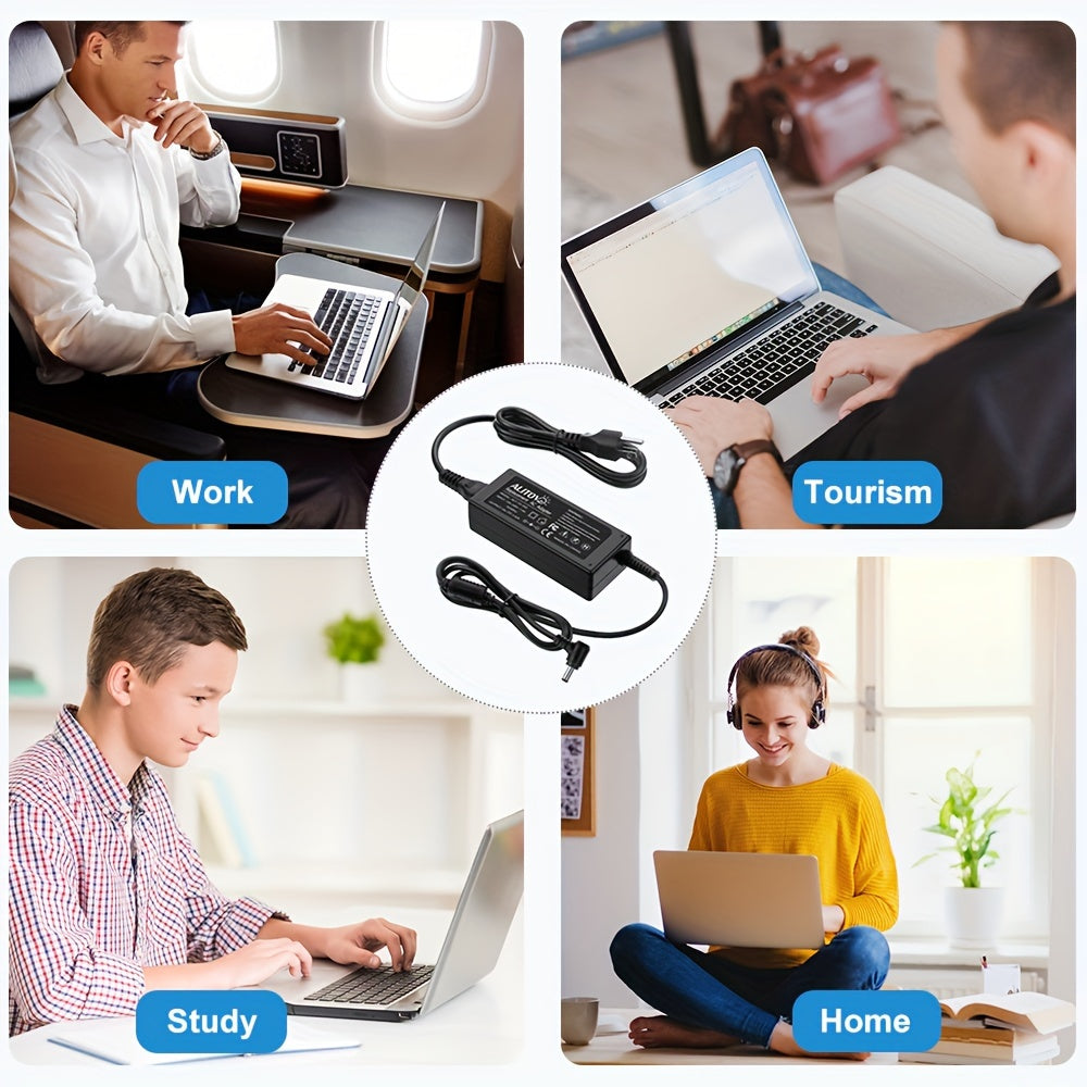 65W Universal Laptop Charger, Chromebook Charger 19V 3.42A Power Adapter, Monitor Power Adapter, with 9 Connectors, Compatible with Various Devices, Laptop/Monitor/Speaker