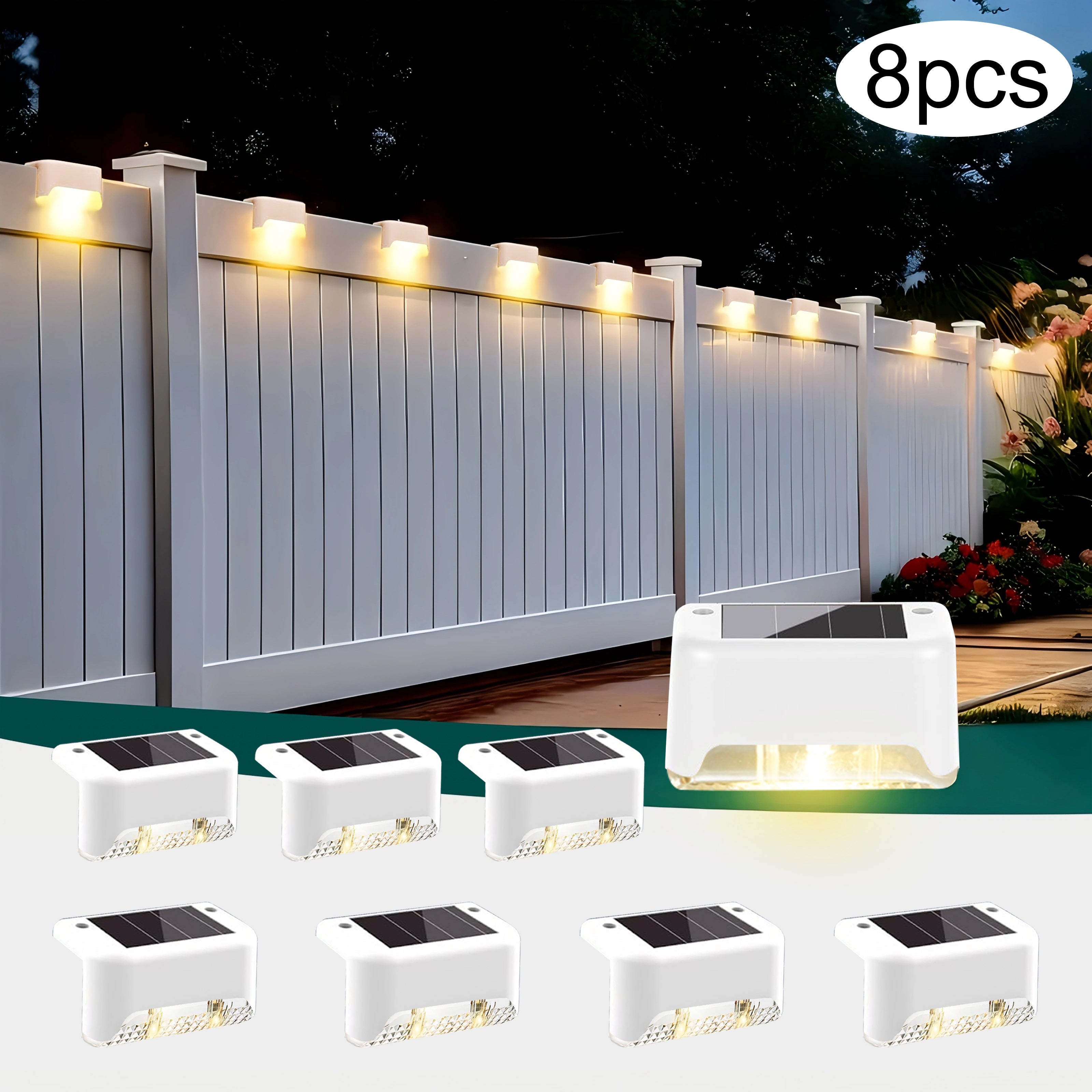 Solar Step Lights Outdoor – IP44 Waterproof LED Deck & Stair Lights, 8/16/32-Pack Warm White Solar Fence Lights for Yard, Patio & Pathway | Garden Decor for Halloween & Christmas