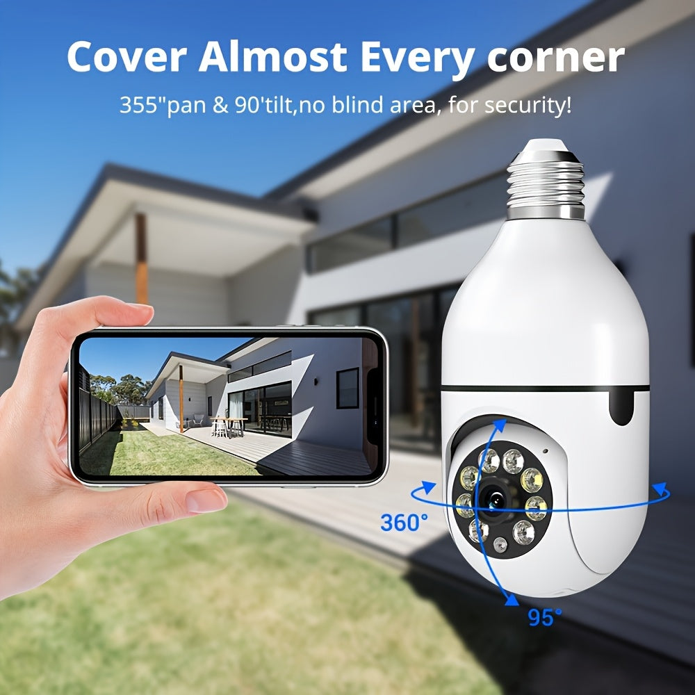 Light Bulb Security Camera 1080P 360° E27 WiFi 2-Pack, 5GHz Indoor Outdoor Wireless Screw-In Cam, Full Colour Night Vision Motion Detection – Home Security Lightbulb Camera