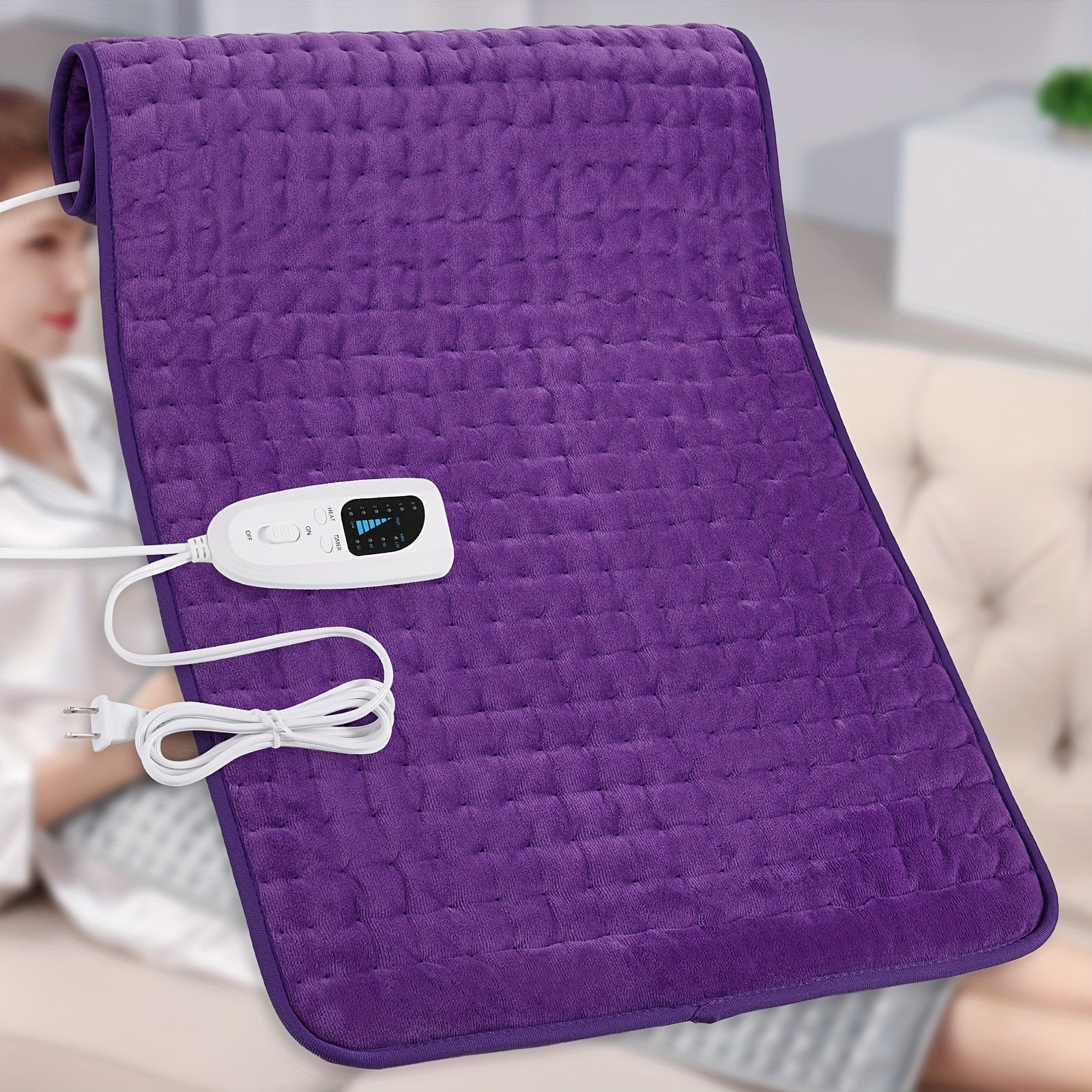 XXL Heating Pad with 6 Heat Levels – 24"x12" or 33"x17", Heats to 140°F, Auto Shut-Off, Machine Washable, Ultra-Soft Flannel for Back, Shoulder, Knee & Neck Pain Relief | ShopVora CA