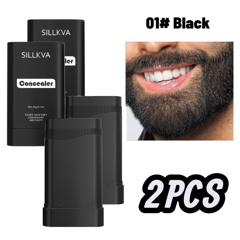Hair & Beard Color Concealer Comb with Fine Teeth - SILLKVA Waterproof Gray Coverage Root Touch-Up & Mustache Coloring Stick, 5 Shades, 0.7oz, Long-Lasting Formula for Men & Women