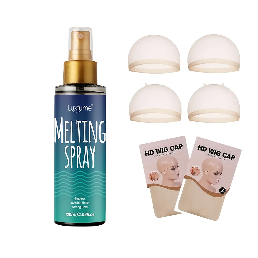 Invisible Lace Melting Spray - Glueless Quick-Dry Wig Adhesive, Max Hold No Residue, Daily Use, Invisible HD Wig Cap