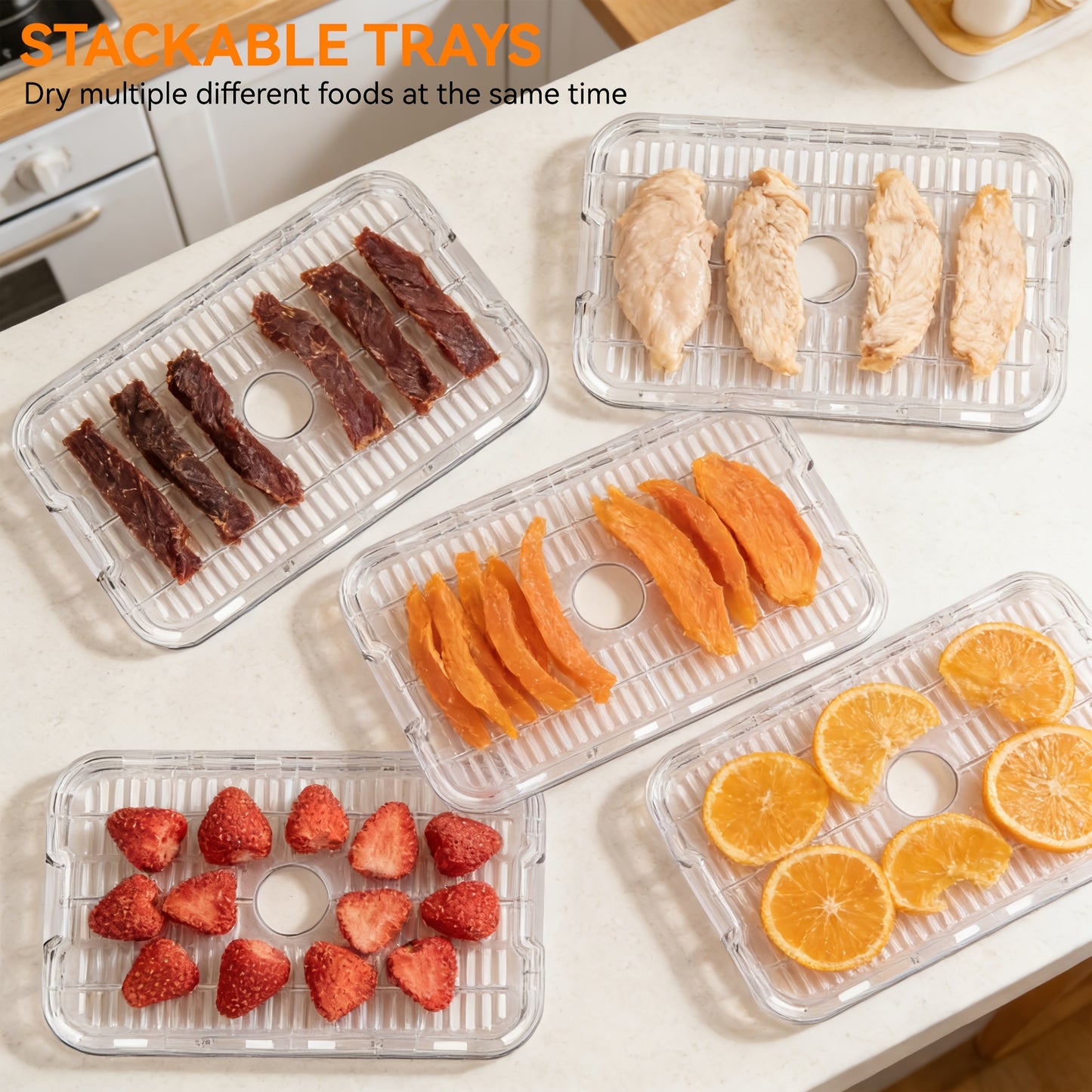 5-Tray Food Dehydrator Machine with Digital Timer & Thermostat – For Jerky, Fruits, Herbs, Veggies, Yogurt & Pet Treats, Energy-Saving, Ultra-Quiet, Dishwasher-Safe Trays