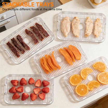 5-Tray Food Dehydrator Machine with Digital Timer & Thermostat – For Jerky, Fruits, Herbs, Veggies, Yogurt & Pet Treats, Energy-Saving, Ultra-Quiet, Dishwasher-Safe Trays