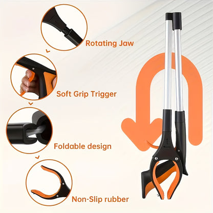 Foldable Grabber Reacher Tool 33 Inch – 360° Rotating Jaws, Lightweight Mobility Aid for Seniors, Trash Pickup & Daily Living Assistance Canada