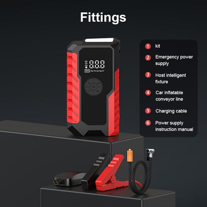 5000A Peak Car Jump Starter 10000mAh with Optional 150PSI Air Pump, LED Light & Digital Display, 12V Emergency Battery Booster for Trucks, SUVs, Motorcycles & Snowmobiles – Type-C USB Output