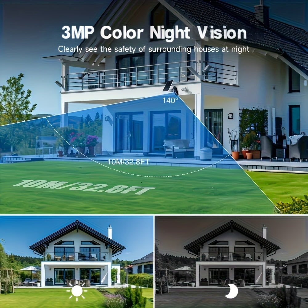 Solar Powered Wireless Security Camera Outdoor – Laxihub 3MP CCTV, AI Motion Detection, Colour Night Vision, Spotlight, 2-Way Audio, IP65, Cloud & SD Storage