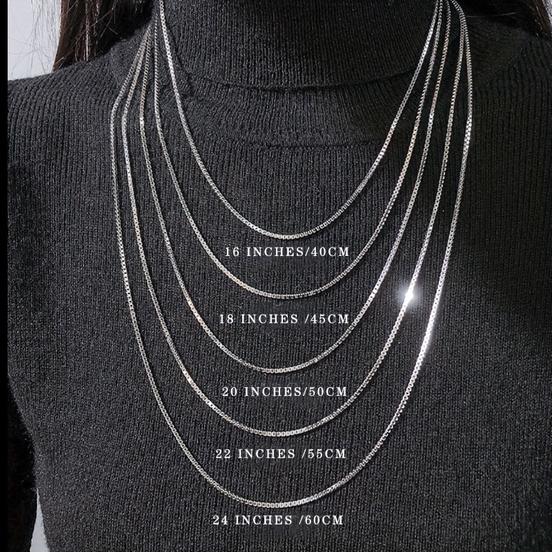 925 Sterling Silver Women'S Box Chain Necklace, Hypoallergenic Layered Jewelry, 16-24 Inch Adjustable Minimalist Design, Eternal Gift for Mother/Wife/Girlfriend