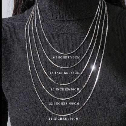 925 Sterling Silver Box Chain Necklace for Women - Hypoallergenic Minimalist Design, 16-24 Inch Adjustable Layering Necklace, Eternal Gift for Mother, Wife & Girlfriend