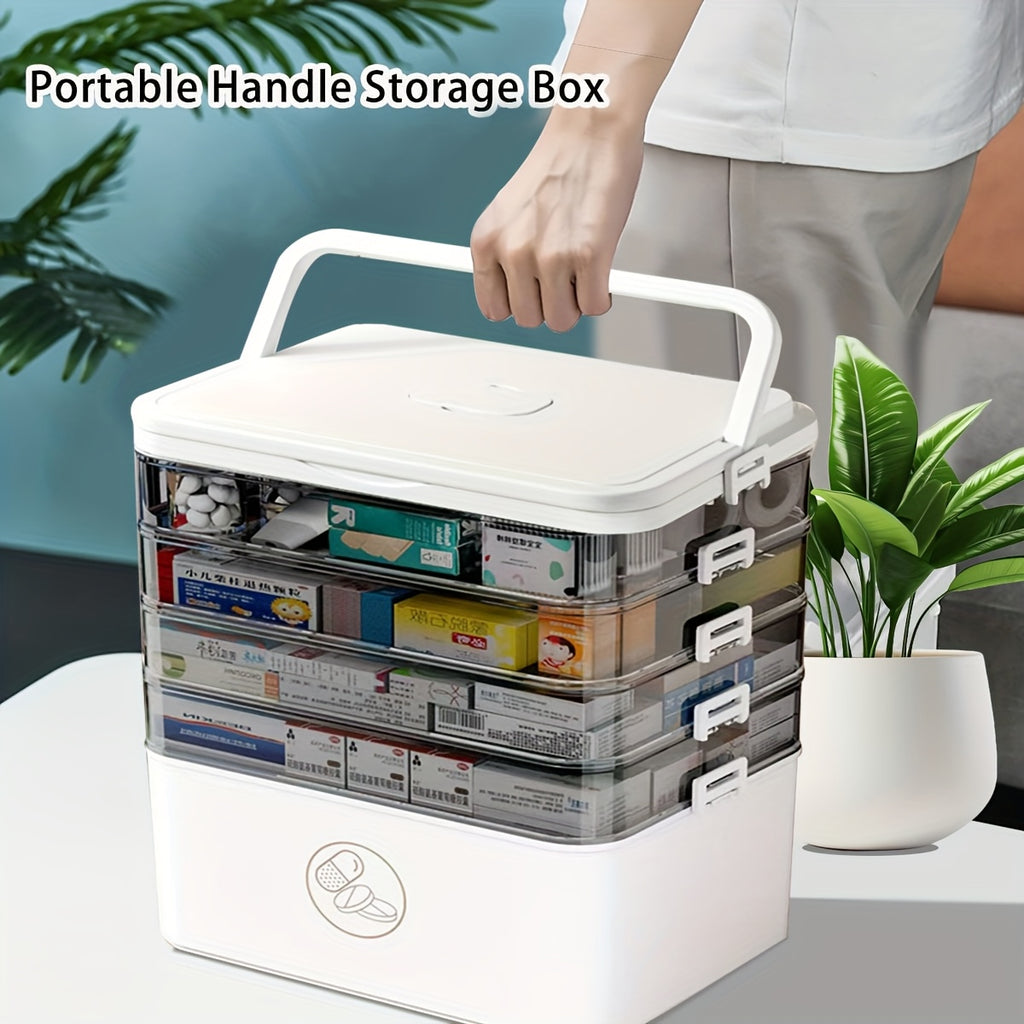 Spacious Multi-Tiered Organizer Box, Perfect for Home And Travel, Storage Container - Easy to Maintain, Ideal for Organizing Pills, Office Materials, Sewing Tools, And Bathroom Items