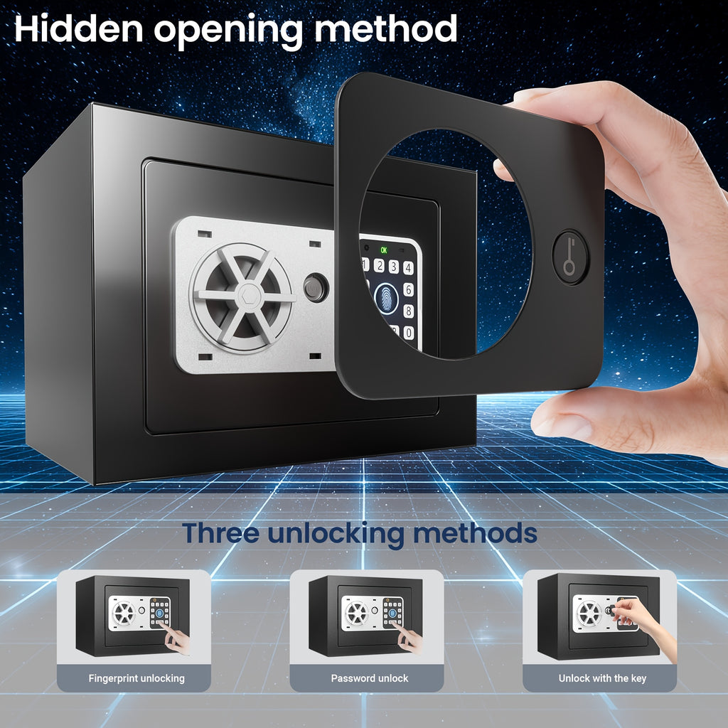 Grimtron Small Safe Box - (0.23 Cu. Ft. - 3.5Lb) Mini Money Safe with Combination Lock, Compact And Sturdy, Suitable for Offices, Bedrooms, And Bedside Tables Ideal for Storing Money, Documents, Passport, The Best Storage And Organization Gift