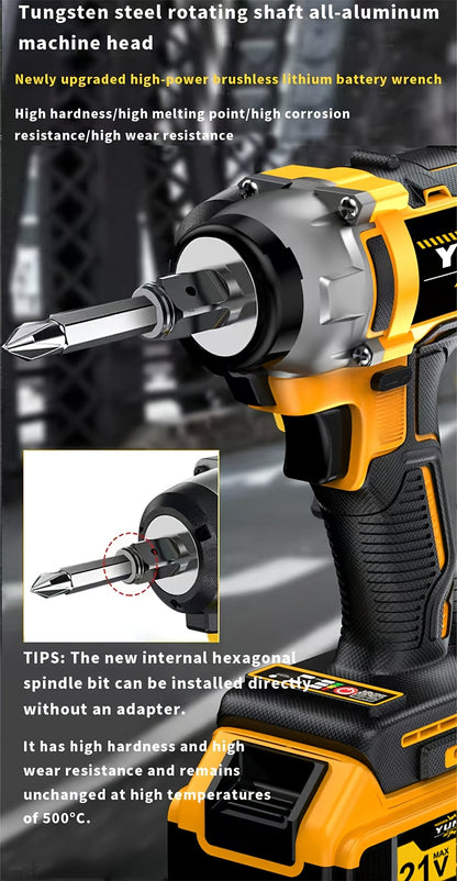 21V Cordless Electric Impact Wrench Full Kit – Lithium Battery, Charger, Toolbox & Sockets Included, High Torque Wireless Wrench for Car Repair, Home & Family Use, Gift for Men & Mechanics