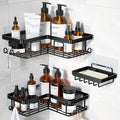 Shower Caddy 3-Pack Wall Mounted Corner Shower Organizer with Soap Holder & 8 Hooks - No Drilling Bathroom Shelf for Shampoo, Conditioner & Kitchen Countertop Storage