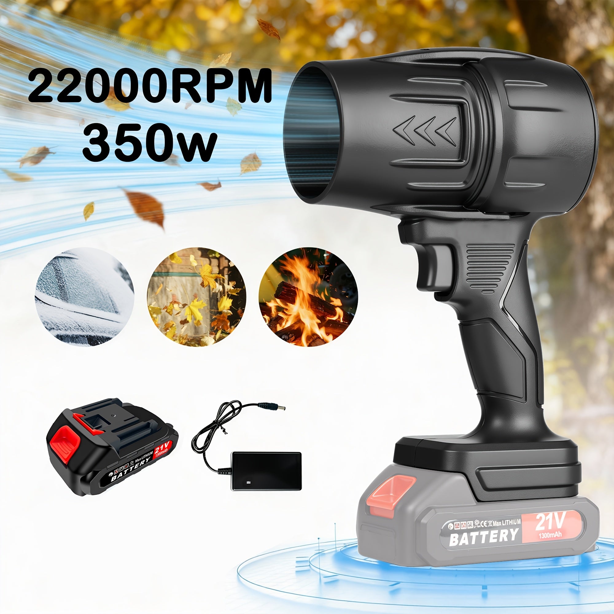 21V Cordless Handheld Leaf Blower with Lithium Battery – High-Power Lightweight Air Blower for Patio, Garden, Yard, Indoors & Car, Single or Dual Battery Options | ShopVora CA