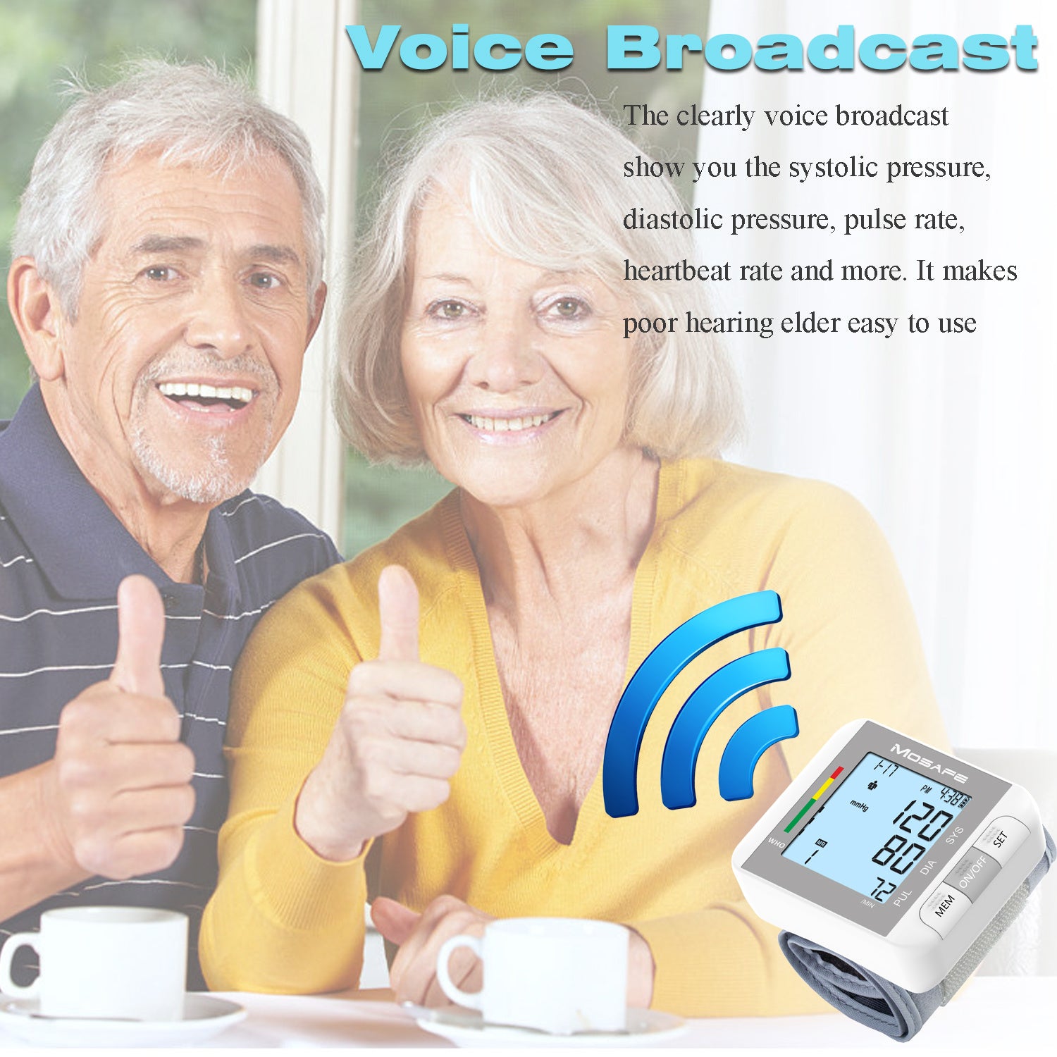 Wrist Blood Pressure Monitor – Automatic BP Machine with Voice Broadcast, Dual User Mode, 198 Memory, Large 2.3" Display, One-Touch Operation Reading, USB or Battery Powered (not rechargeable), Adjustable Cuff, Portable and Travel-Friendly