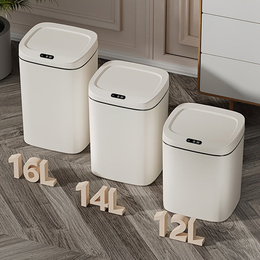 Large Smart Sensor Trash Can - Automatic Odor-Proof Smart Sensor Trash Can - Silent Closure, Easy And Modern Design, Suitable for Kitchen, Bathroom, Living Room, Office - Battery Powered (AA Batteries Not Included)